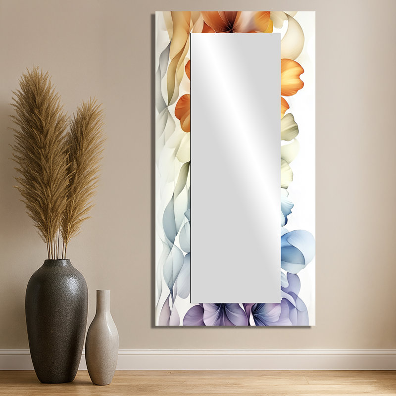 Geraniums fantaisie champ de couleurs - miroir mural floral - imprimé sur métal, 28 po x 55 po