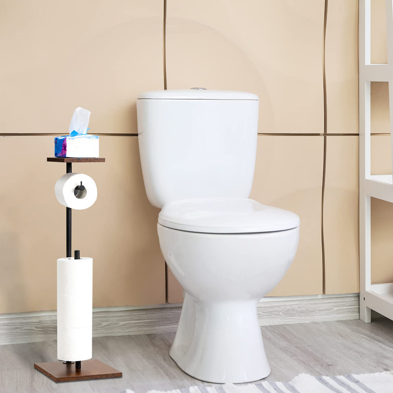 Free Standing Toilet Paper Holder, Rustic Brown