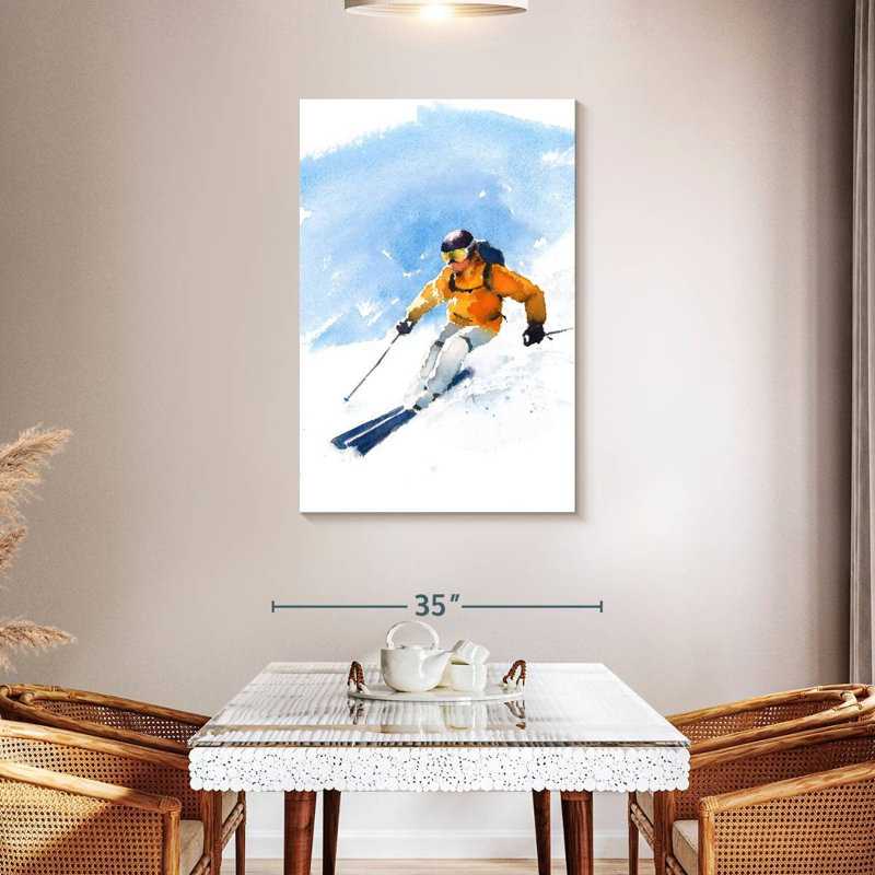 Sirci, skieur en action, H 45 po x l 30 po
