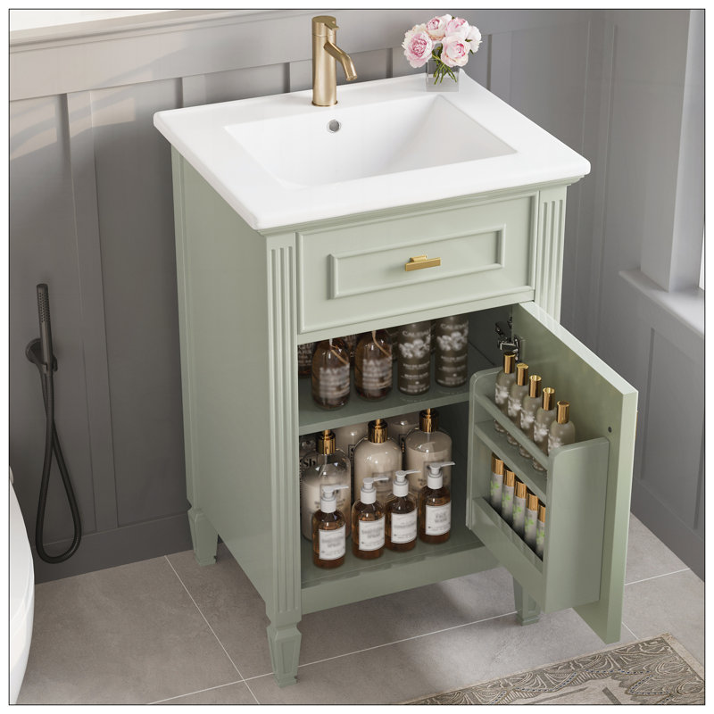Meuble-lavabo de 20 pouces avec lavabo, Vert