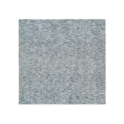 Tapis oriental moderne en laine bleu tissé à la main 12 pi x 12 pi Striae AA2CB2C9CC74475BB08B88A309F762B5