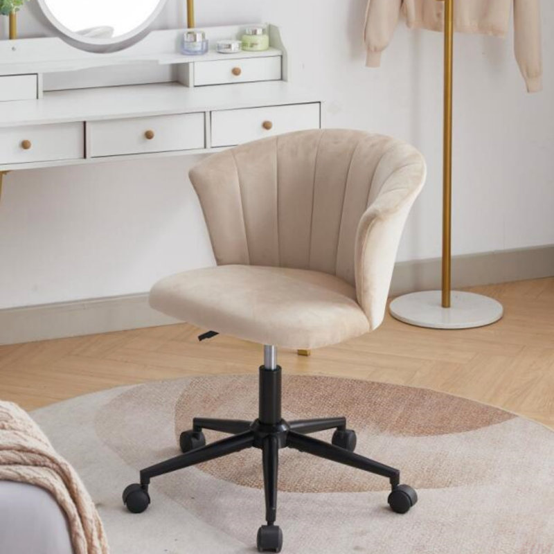 Chaise de bureau à domicile, chaise de bureau d'ordinateur en forme de fleur pivotante en tissu pour bureau à domicile ou chambre à coucher