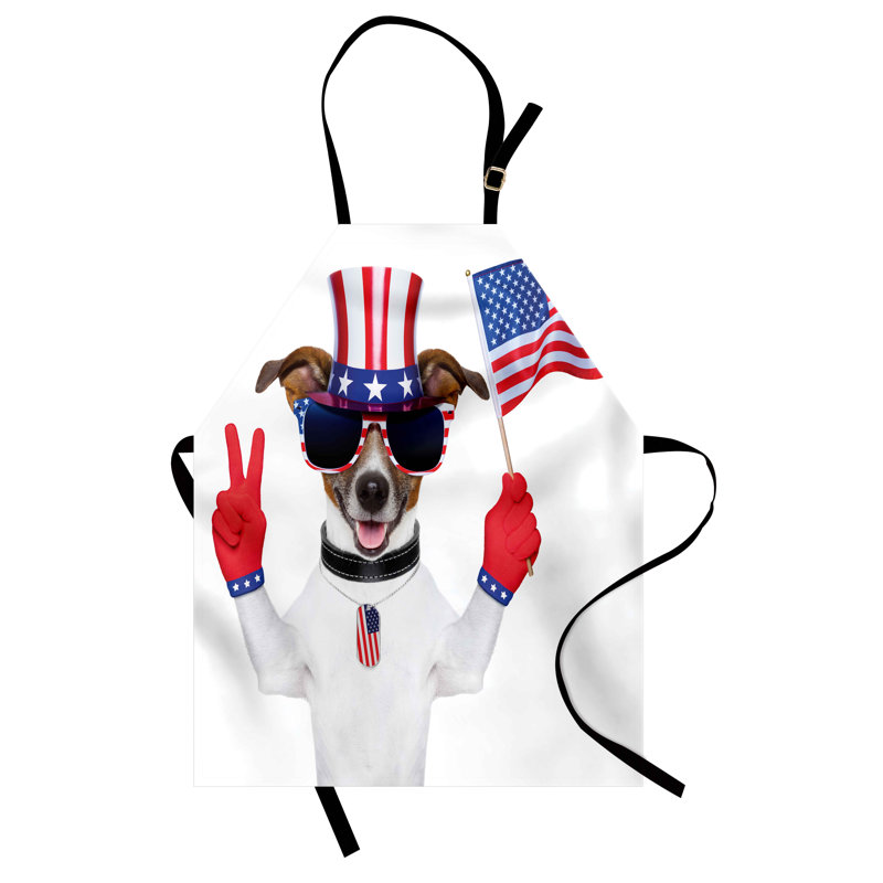 Tablier 4e er juillet, Chien et drapeau