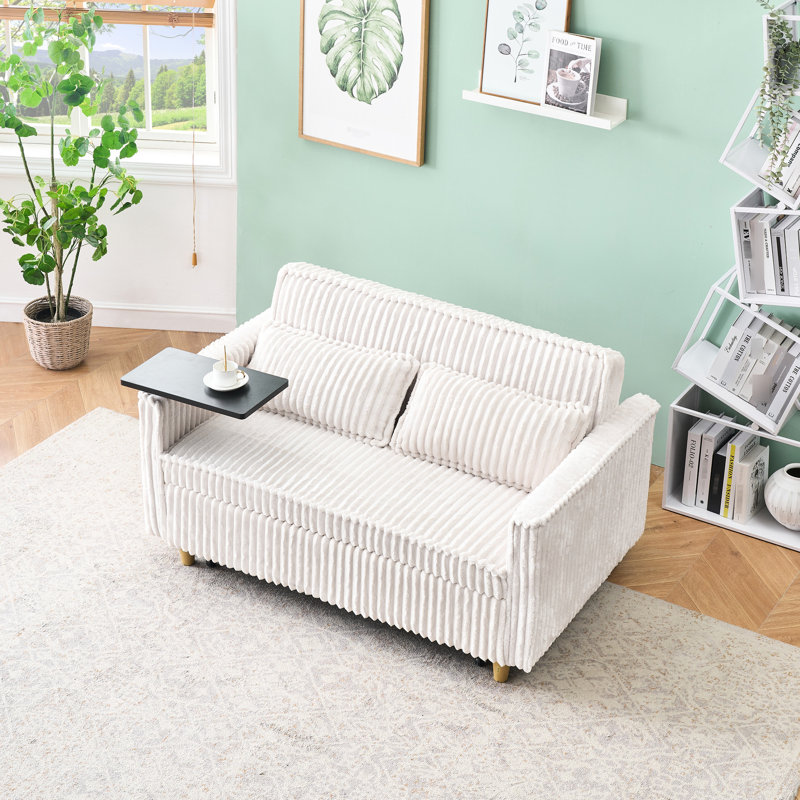 Velours côtelé beige avec table mobile et port de charge, répondant à un style de vie moderne qui répond à vos divers besoins
