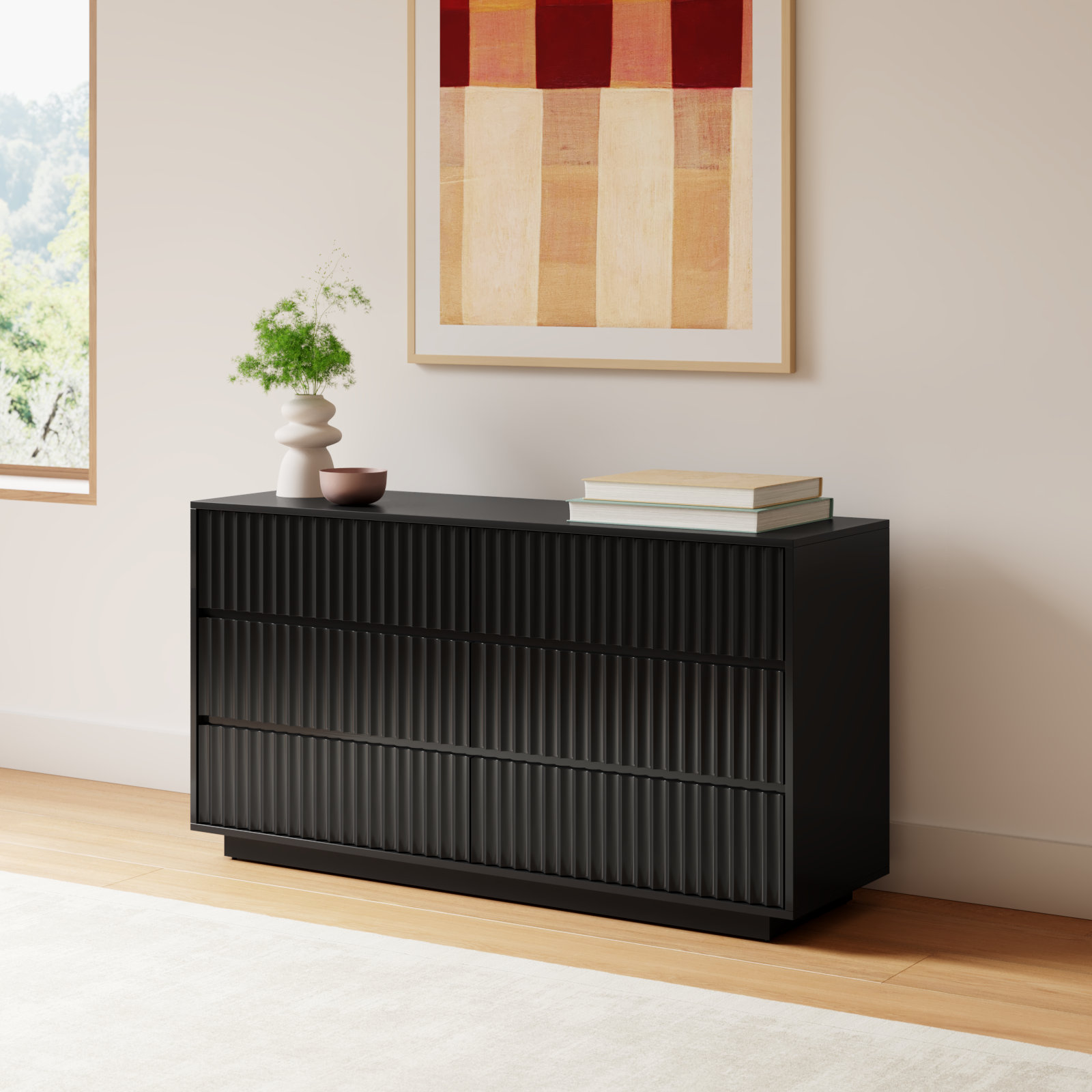 Paloma 6 Drawer 60" W Dresser, Black