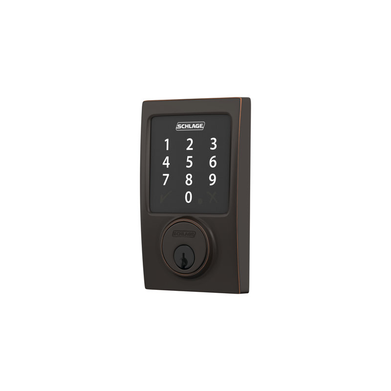 Century Single Cylinder Electronic Deadbolt with Z-Wave Technology, Aged Bronze