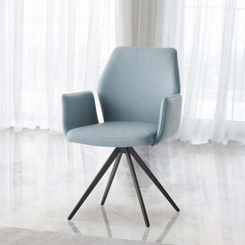 FAUTEUIL DE 24,4 po AVEC PIVOTANT, CUIR BLEU BÉBÉ ET NOIR