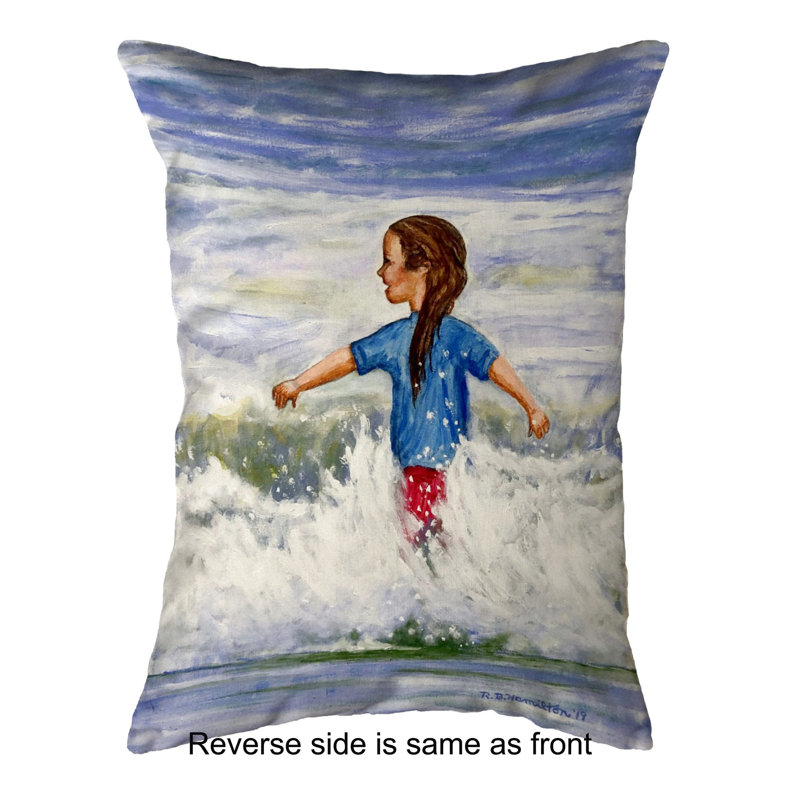 Housse et insert de coussin rectangulaire d'extérieur Girl in Surf, 11" x 14"