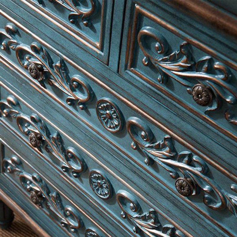 European Style Half-Round Storage Accent Cabinet, Blue