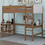 Lit mezzanine simple avec bureau Kindu, lit mezzanine rembourré en tissu polaire Teddy