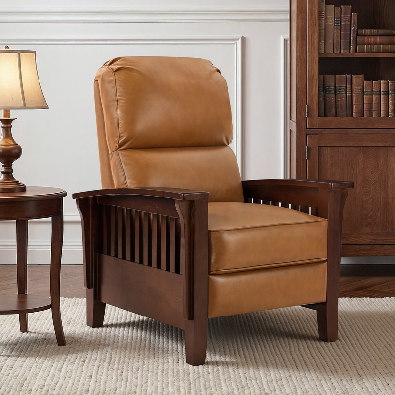 Fauteuil inclinable en cuir véritable Harber, Cuir véritable whisky brun