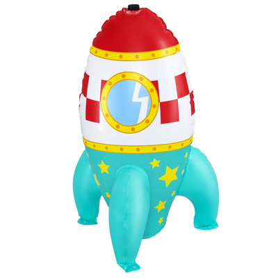 H2OGO! Space Blast Inflatable Sprinkler - 25" x 24" x 40", Rocket Ship Shaped Water Fountain