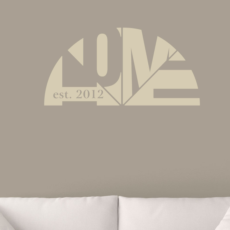 Décalcomanie murale maison personnalisée avec année, Beige clair, Oui