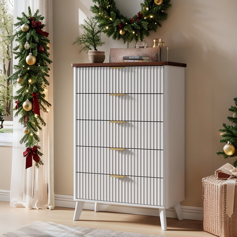 5 Drawer Dresser, White