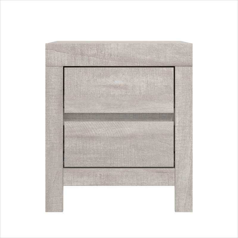 Ellani 2 Drawer Bedside Table, Dusty Grey Oak