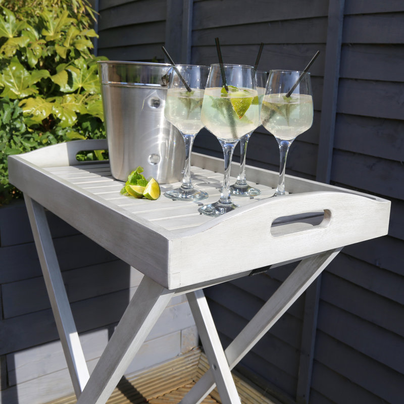 Surt Rectangular Acacia Folding Outdoor Side Table , 39cm cm W 60cm cm D