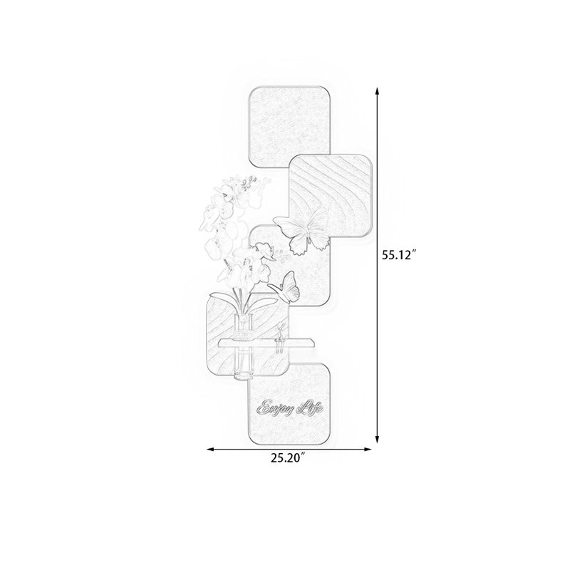Brun, blanc, carré, grès, art mural, Brun, H 55,12 po x l 25,2 po x P 1,97 po