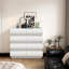 Commode 8 tiroirs pour chambre à coucher - Blanc avec surface design-1162643376