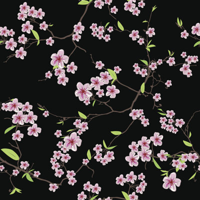 Chinese Sakura Pattern by Lavendertime - Wrapped Canvas Print