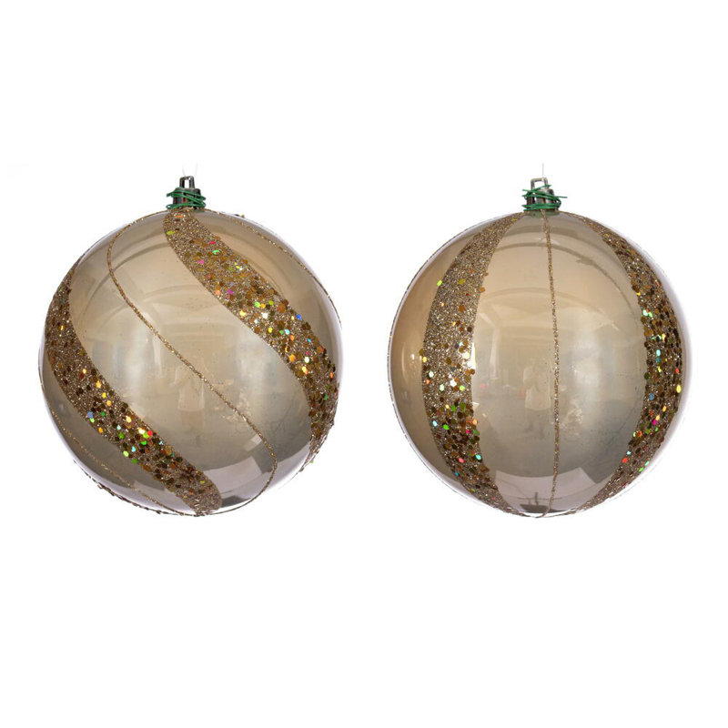 Assortiment d'ornement perle à paillettes perle., Perle champagne, H 4,75 po x l 4,75 po x P 4,75 po