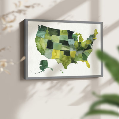 «USA in Watercolor I», reproduction encadrée