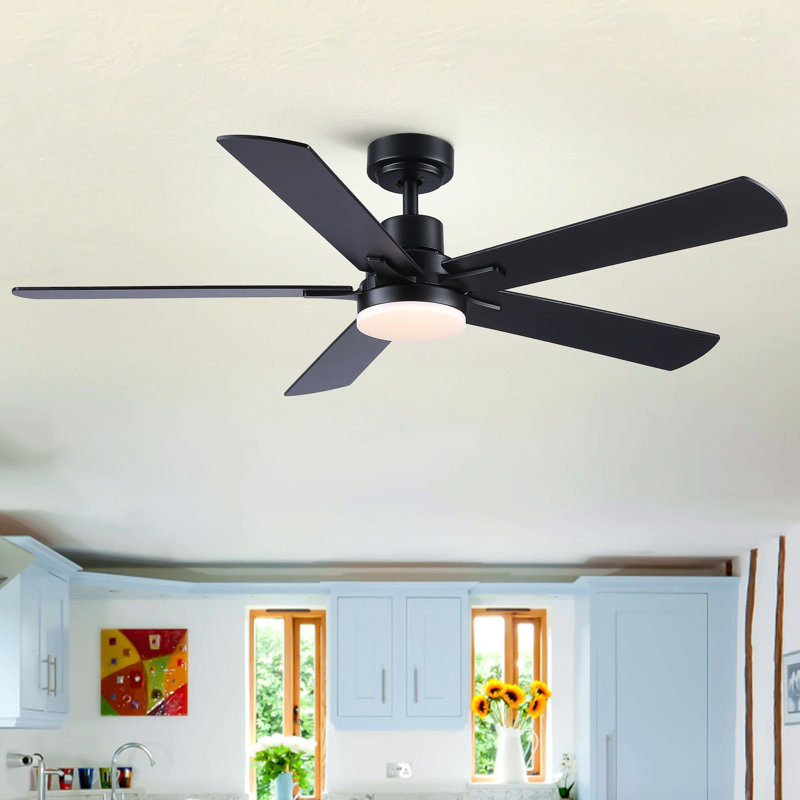 Ventilateur de plafond 52 po avec lumière Lowe, Noir, Noir