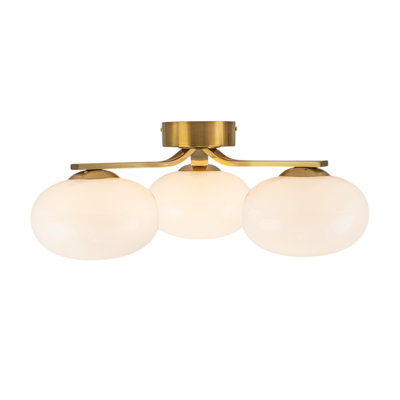 Plafonnier semi-encastré 3 lumières en verre