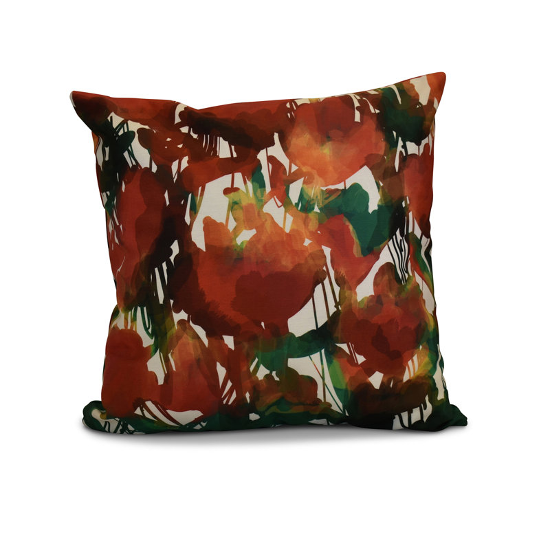 Flora And Fauna Floral Reversible Throw Pillow, 20" x 20", Red