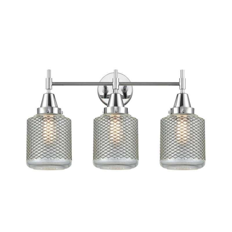 Éclairage pour meuble-lavabo à 3 lumières à intensité variable Gayle, Blanc mat, Chrome poli, Ampoule DEL rétro 4 watts