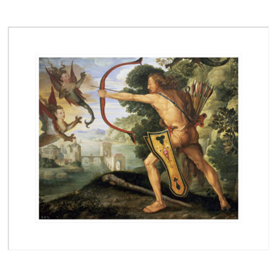 «Hercules and the Stymphhalian par Albrecht Dürer», estampe numérique encadrée