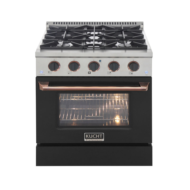 30" 4.2 cu. ft. Freestanding Gas Range with Convection Oven, Black, Natural Gas