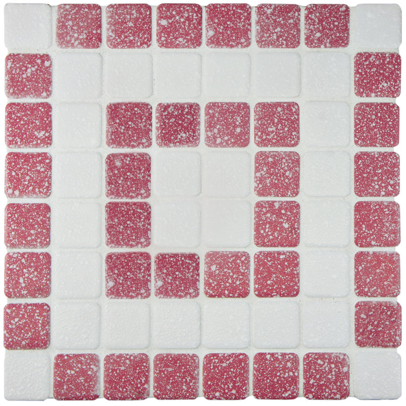 Crystalline Market 1.3" x 1.3" Porcelain Grid Mosaic Wall & Floor Tile, Flamingo