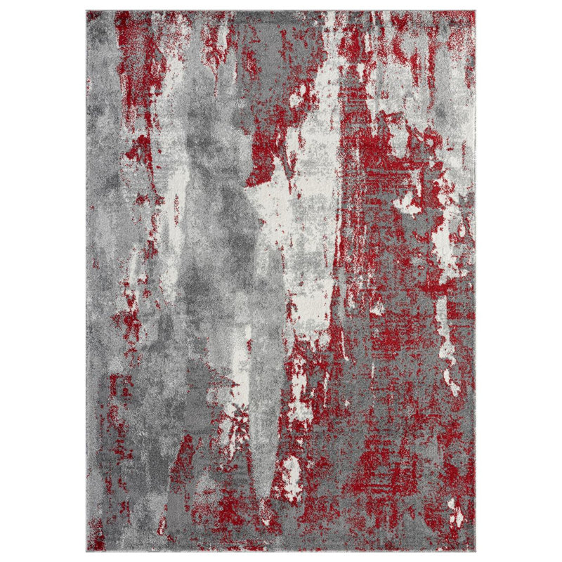 Doland Area Rug Red, Rectangle 6' x 9'