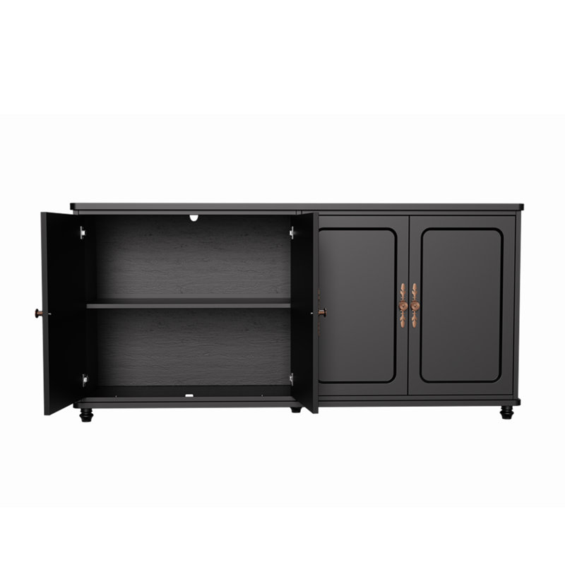 Buffet rétro 60 "avec tablettes réglables et 4 portes, Noir