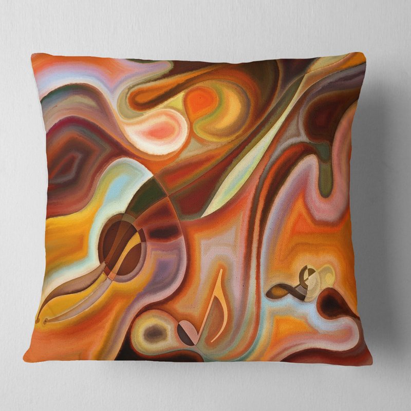  Housse et insert de coussin abstrait, Brun / Orange, 18 po x 18 po, Coussin décoratif