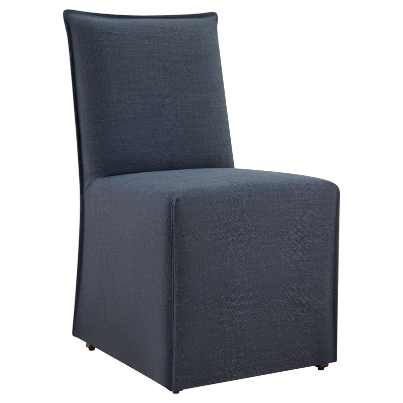 Chaise de salle à manger rembourrée Catalan Jaffson (ensemble de 2), Lin Effie indigo