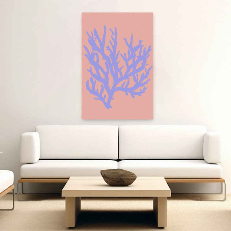 Coral Silhouette Abstract Minimalist Organic Lavender Beach Nature Wall Art Print by Treechild - Wrapped Canvas Print