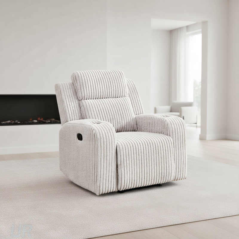 Recliner Sofa Couch 1-Seater, Manual Recliner With Faux Fur, Cup Holders, And Advanced Comfort For Living Room, Gray