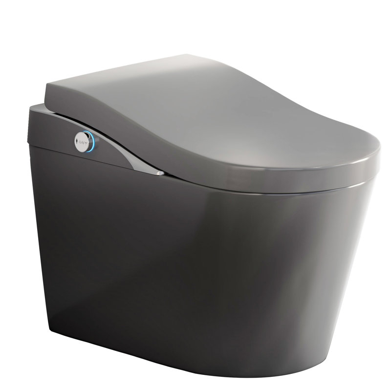 Smart Modern Toilet With Bidet, Auto Flush, Foot Sensor, Heated Seat, Warm Air Dry, Foam , And Adjustable Nozzle Positions - Matte Grey, Porcelain Material Bidet Dryer, Technology, Built In