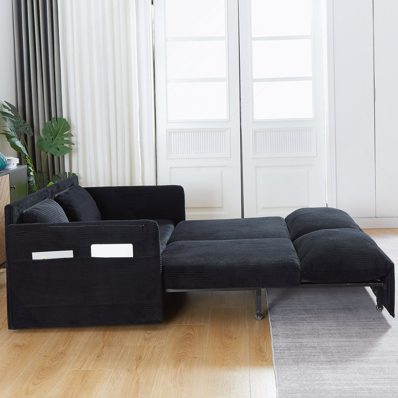 Canapé-lit convertible polyvalent pour divers espaces et conforts, Noir, noir, noir, noir
