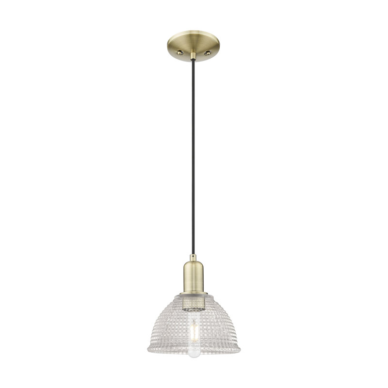 Mini-luminaire suspendu 1 lumière Arcadia - Arietta, H 5 po x l 8 po x P 8 po, Laiton antique