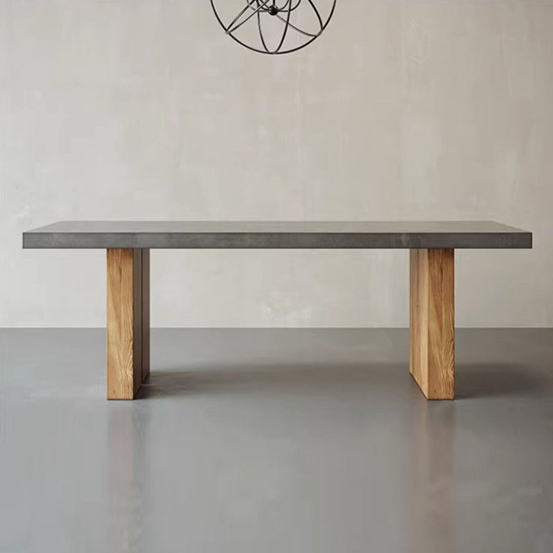 Table de salle à manger rectangulaire grise en bois massif, H 29,53 po x L 86,61 po x l 35,43 po