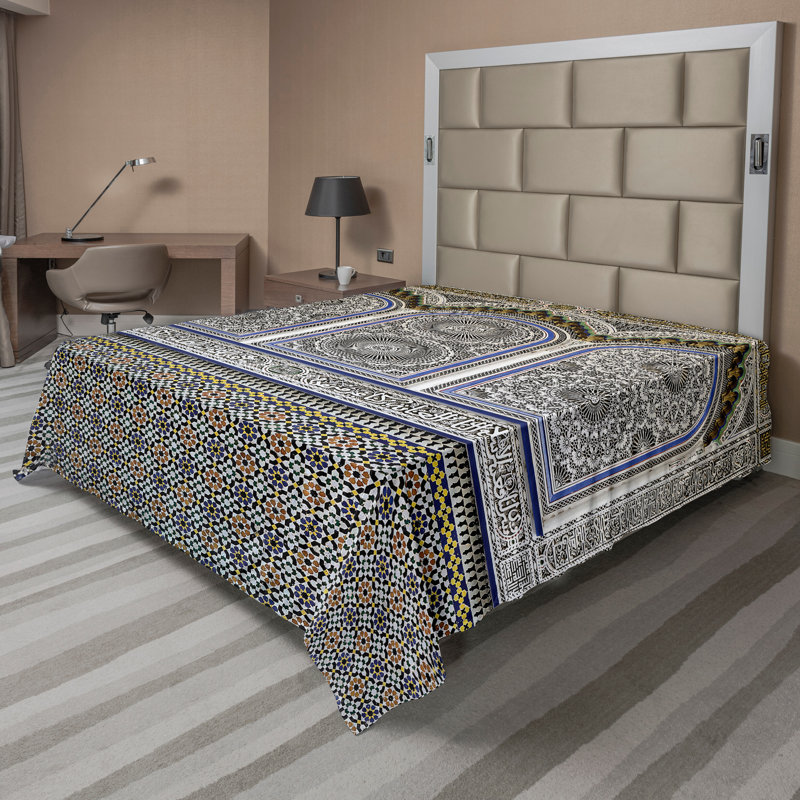 Multicolore Ambesonne, Drap plat pour très grand lit californien