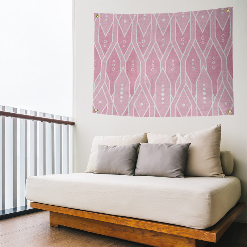 Tapisserie murale treillis, H 26 po x l 36 po, Rose