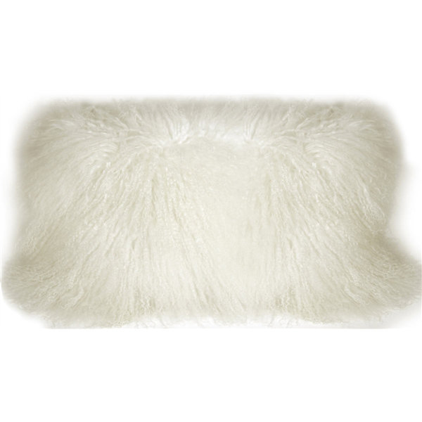  Housse et insert de coussin en peau de mouton de Mongolie, Blanc neige