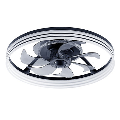 RGB Ceiling Fan With Lights, 19" Fandelier Low Profile Ceiling Fan, 3000K-6000K Dimmable & RGB Modern Flush Mount LED Ceiling Fan Light With Remote Control For Bedroom