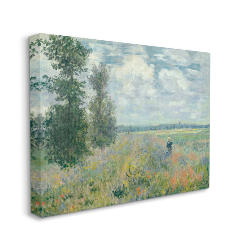 «Lone Personne Floral Blossom Meadow» par lettré et doublé - peinture sur toile tendue, L 30 po x H 24 po
