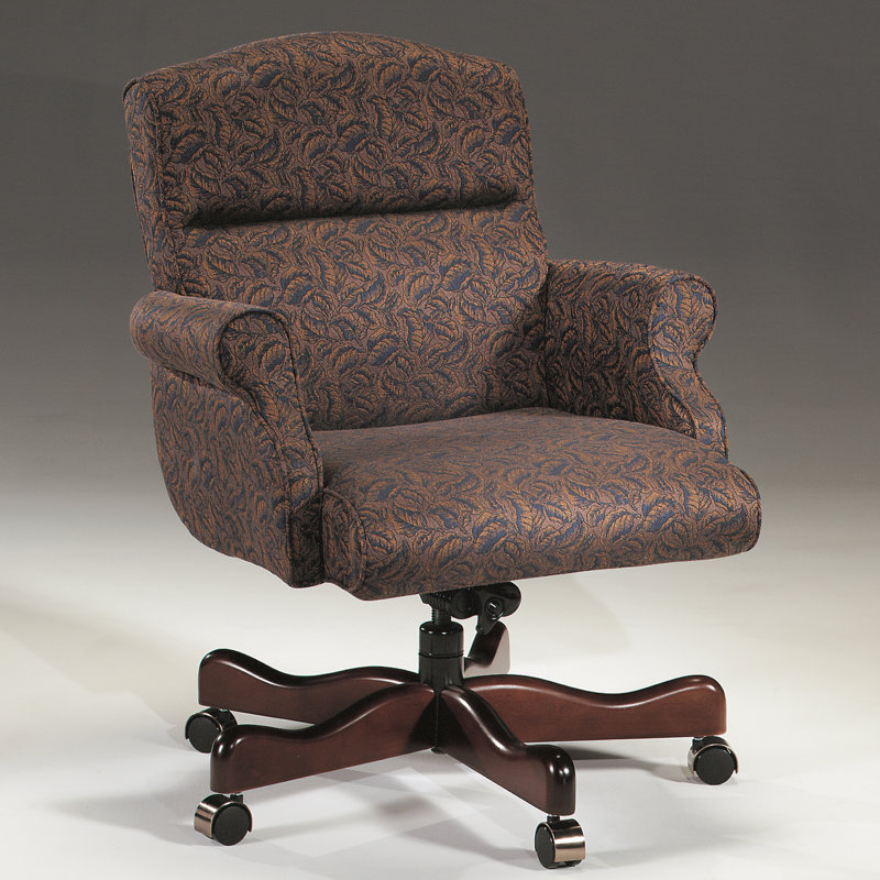 Polyester Blend Executive Chair, Sky, Walnut, Tilt Lock Not Included