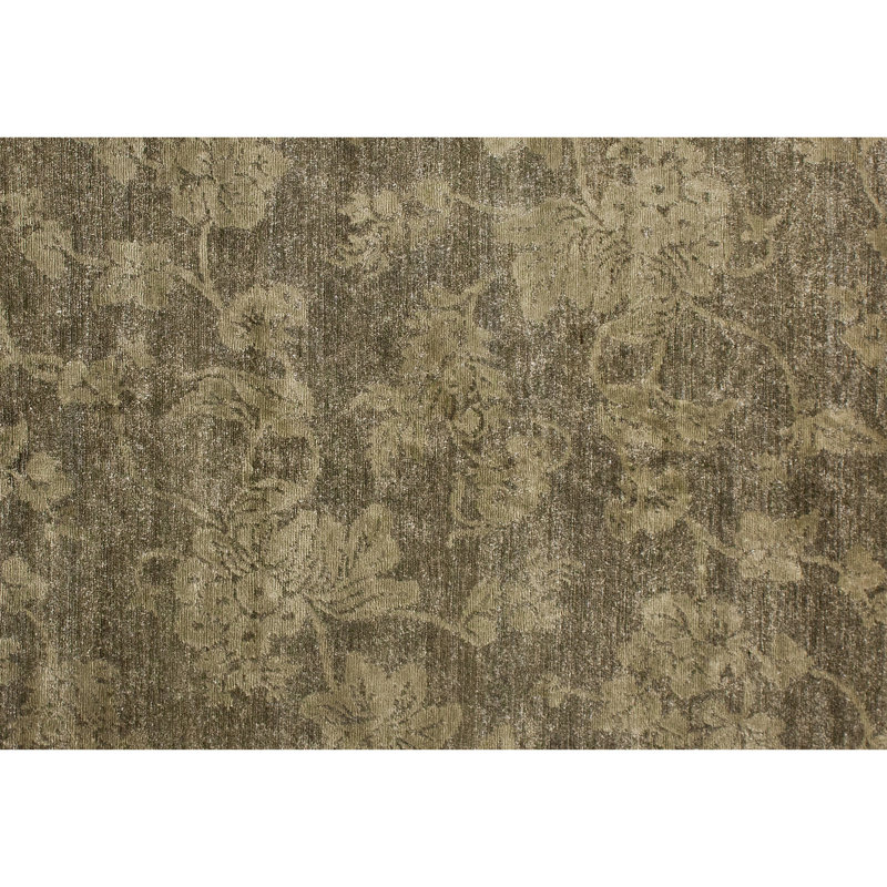 Hand Knotted Area Rug in Olive, Rectangle 8' x 10'