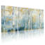 Paysage et nature, bouleaux avec feuilles dorées et ciel bleu, ensemble de 3 impressions sur toile-1625013992